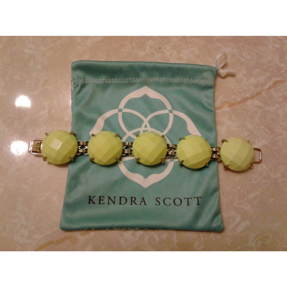 Kendra Scott Neon Yellow Cassie Gold Bracelet Rare